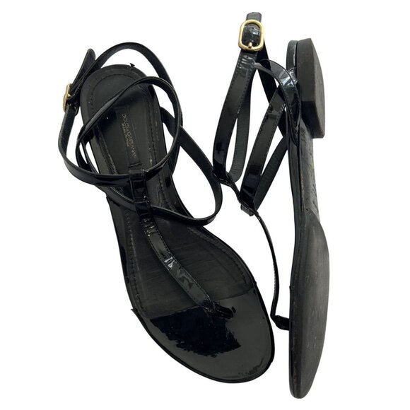 Dolce & Gabbana Patent Sandals in Black - Picture 1 of 8
